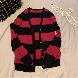 🚨ALL MUST GO!🚨Burgundy n Black Striped Cardigan